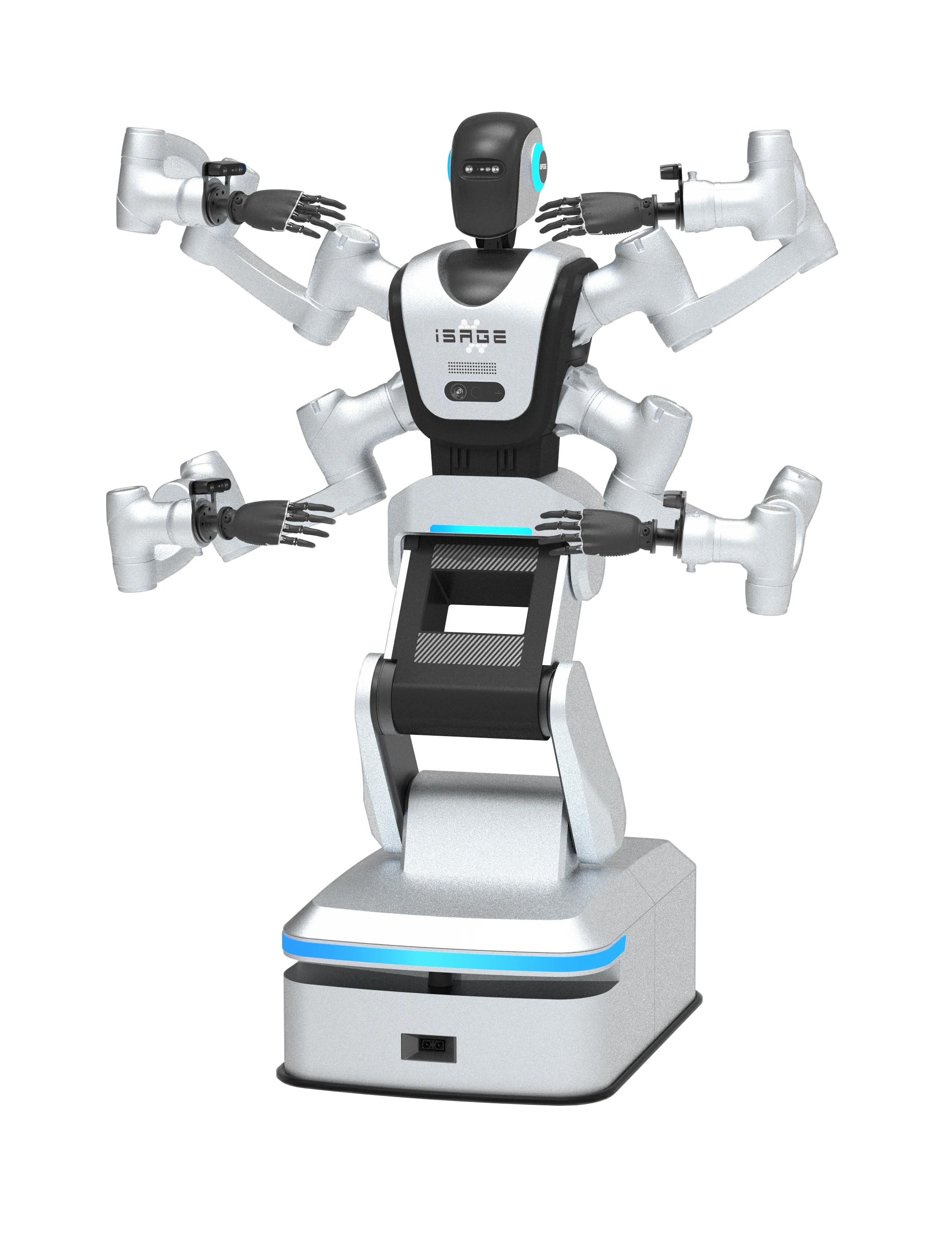 iSAGE STAR-SageMan quad-armed wheeled humanoid — 4 symmetrical arms, ±0.03mm precision, AUD 158,000
